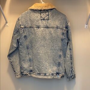 Edge Denim Jacket with Tan Fur Collar